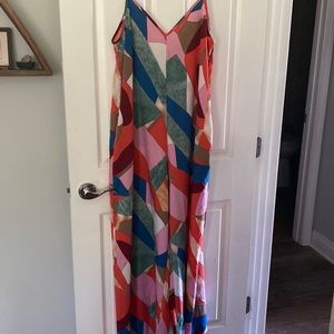 Wideleg multicolor jumpsuit spaghetti straps